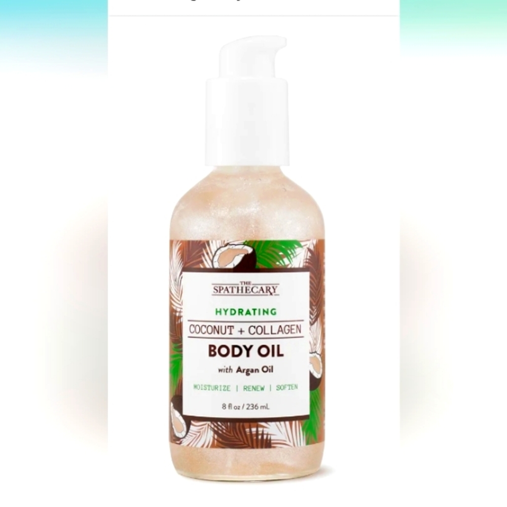 The Spathecary Hydrating Coconut & Collagen Body Oil With Organ Oil.